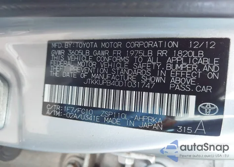 2013 Scion Xd 10 Series from USA, damaged, VIN JTKKUPB40D1031747